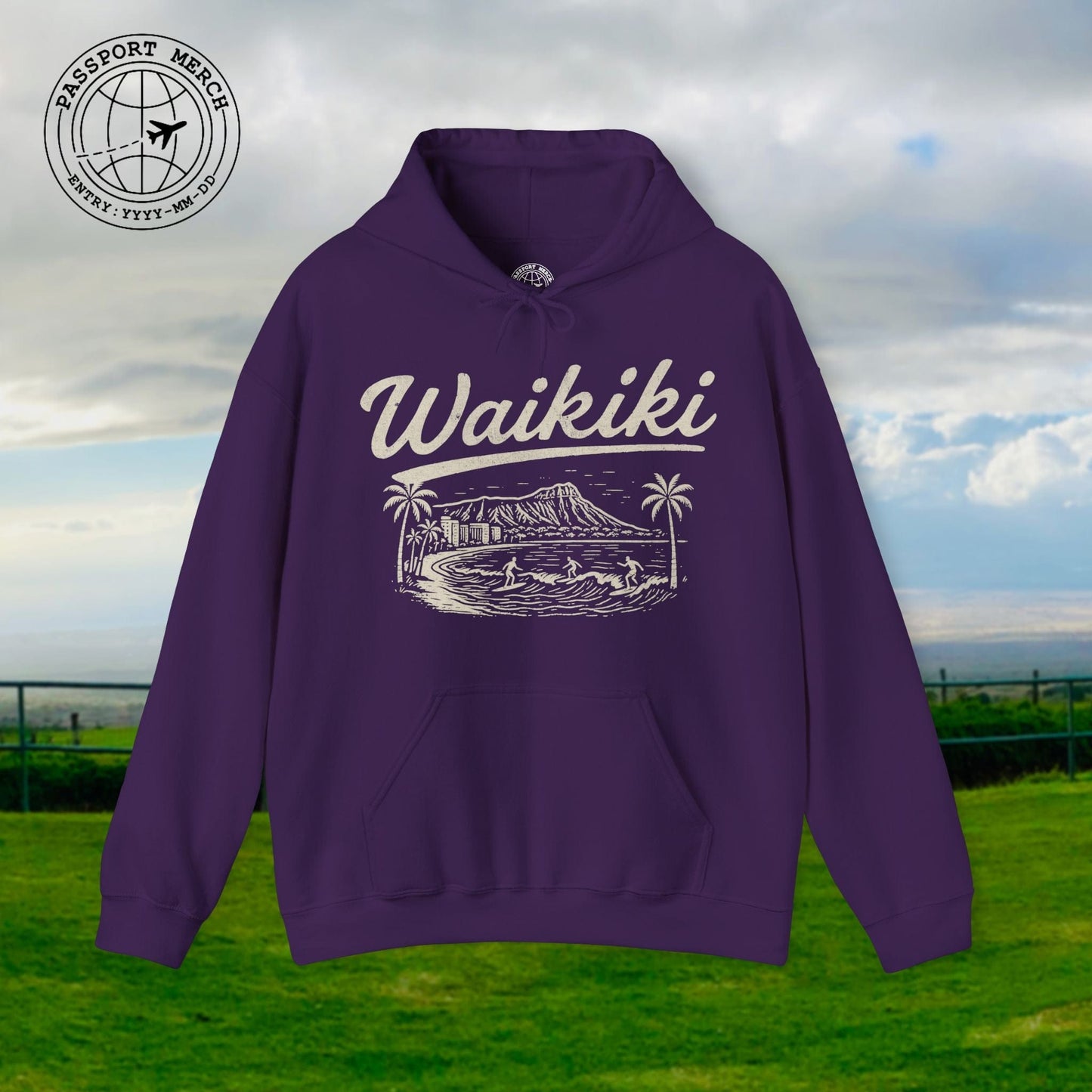 Monochrome Dreams of Waikiki, Hawaii Hoodie