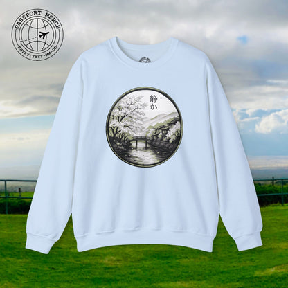 Monochrome Shizuka (Tranquil), Japan Crewneck