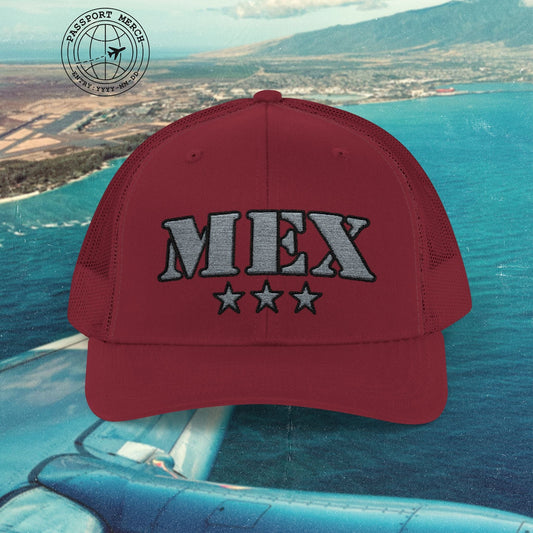 Classic Military, Mexico City Mexico Airport Code (MEX) Embroidered Trucker Hat
