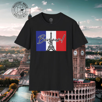 Bonjour Eiffel Tower Paris France T-Shirt