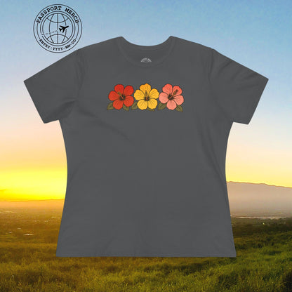 Three Vintage Hibiscus, Hawaii, Womens Fit T-Shirt
