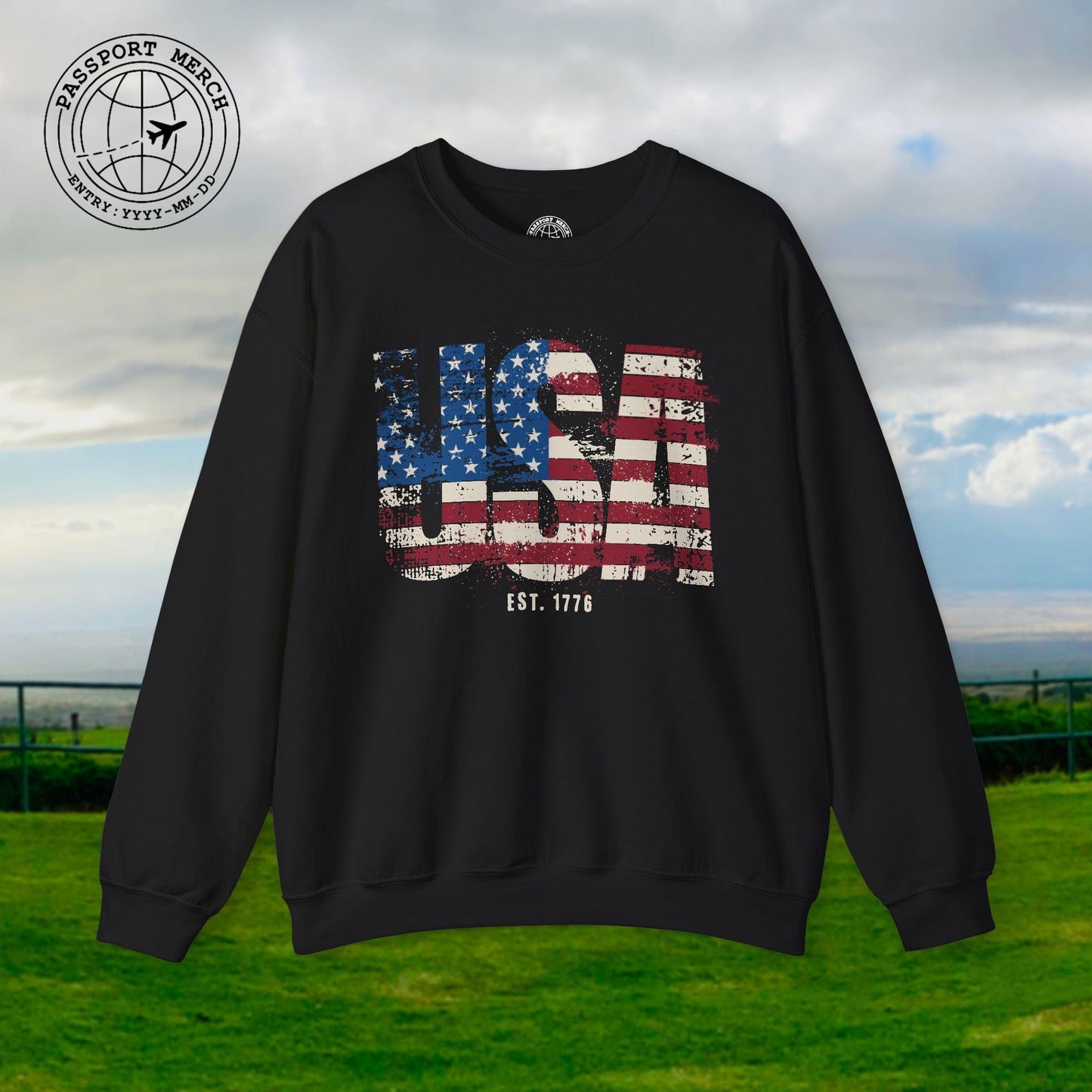 Vintage Distressed USA Letter Flag Crewneck