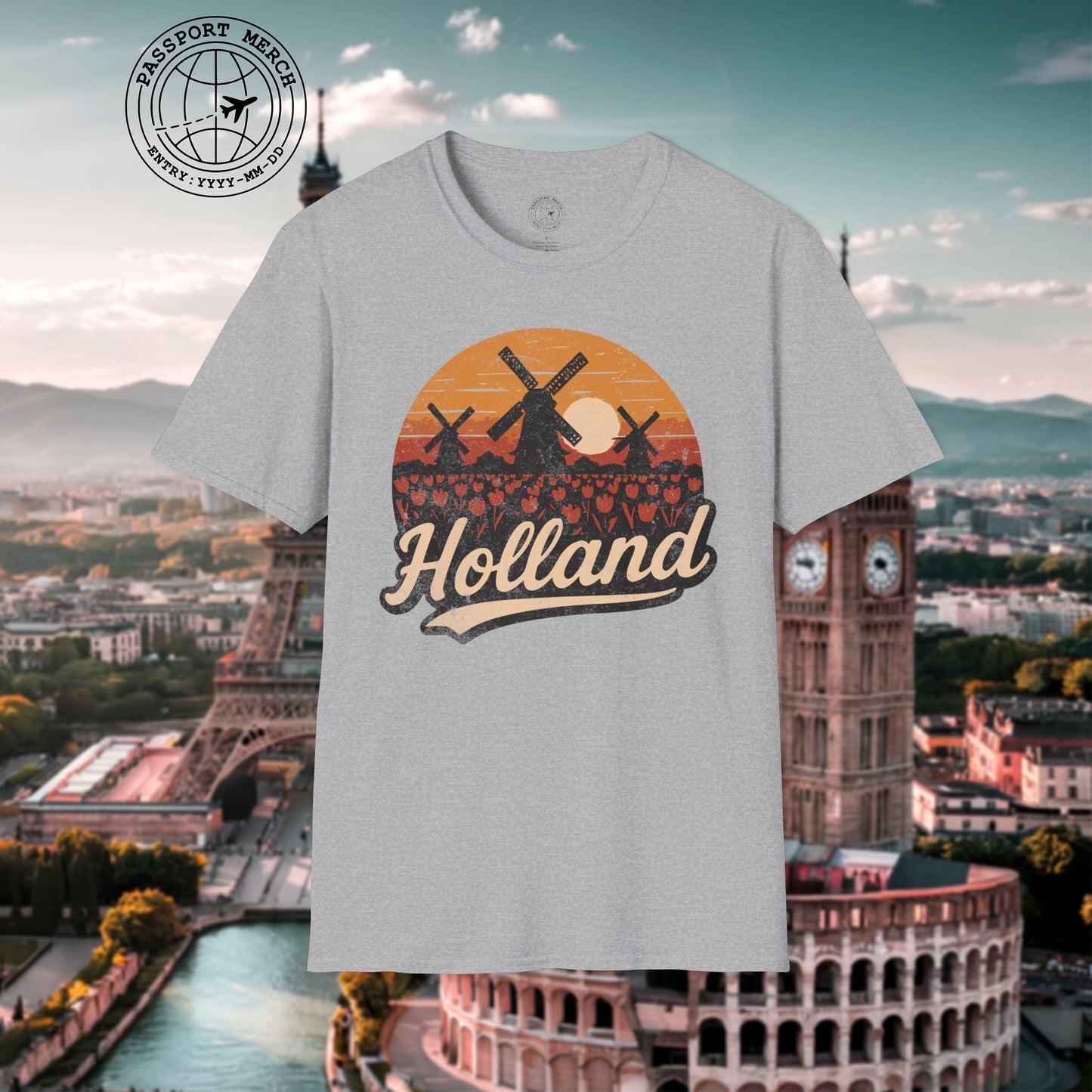 Holland Tulips and Windmills T-Shirt