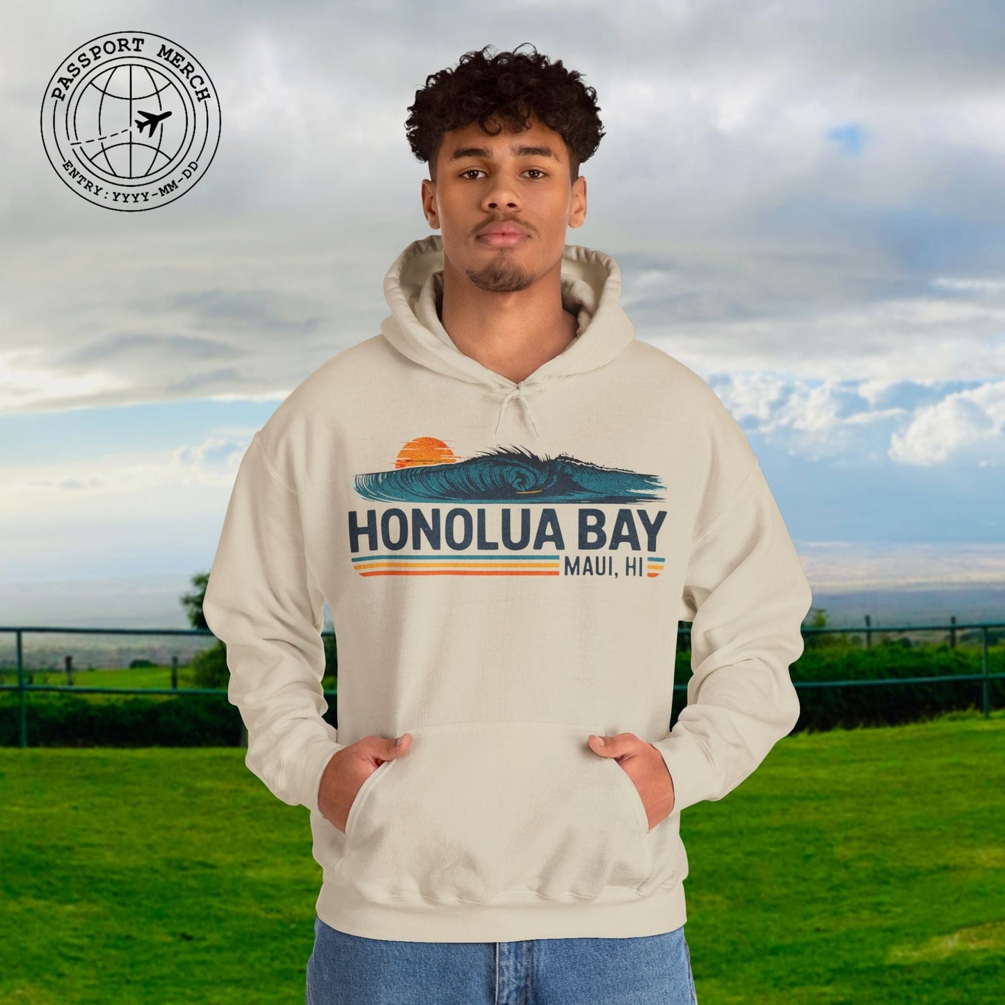 Honolua Bay, Maui, Hawaii - Vibrant Surf Retro Hoodie