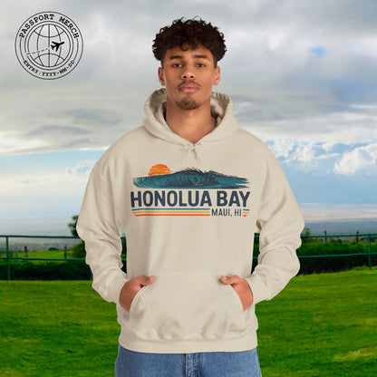 Honolua Bay, Maui, Hawaii - Vibrant Surf Retro Hoodie