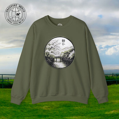 Monochrome Shizuka (Tranquil), Japan Crewneck
