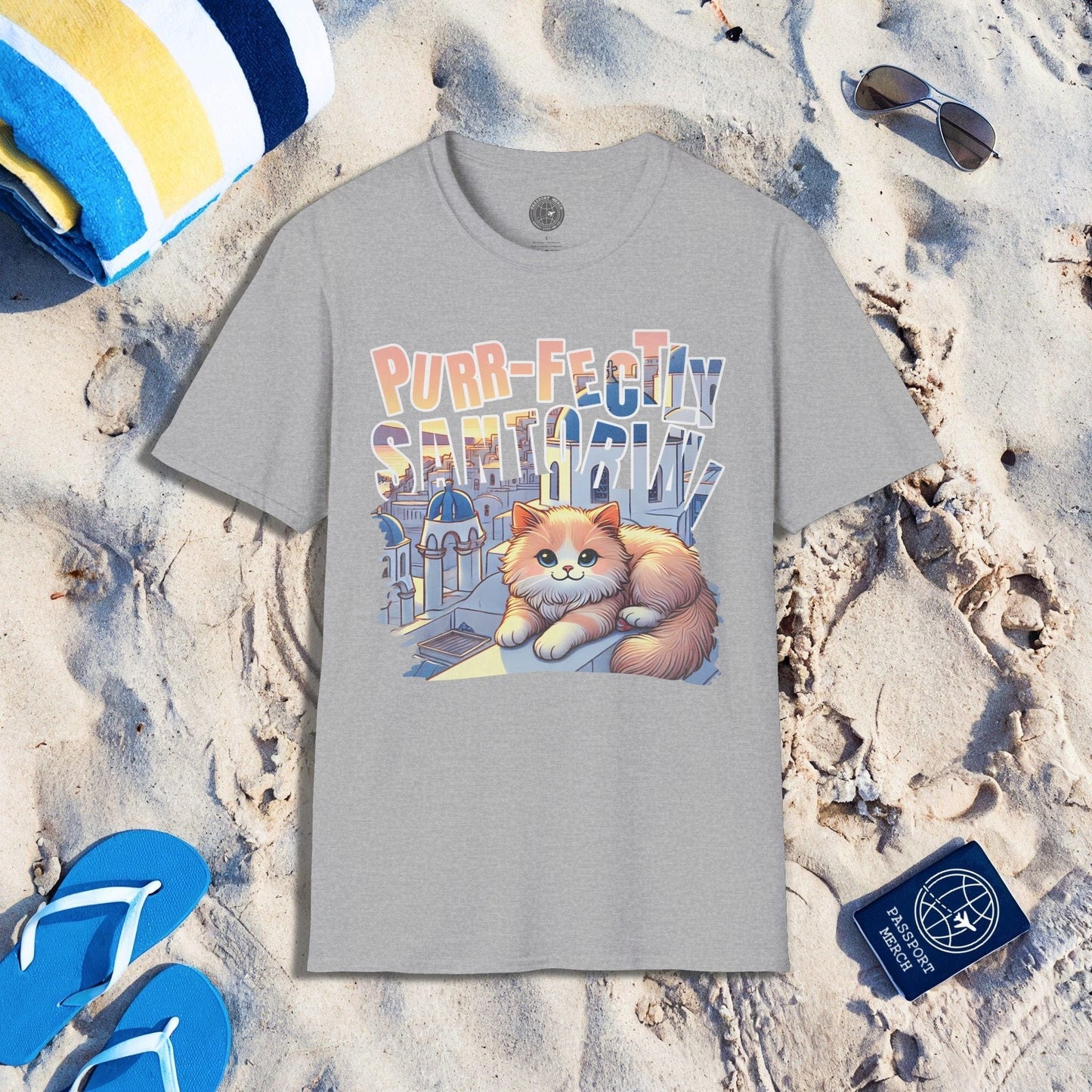 Purr-fectly Santorini Greece T-Shirt