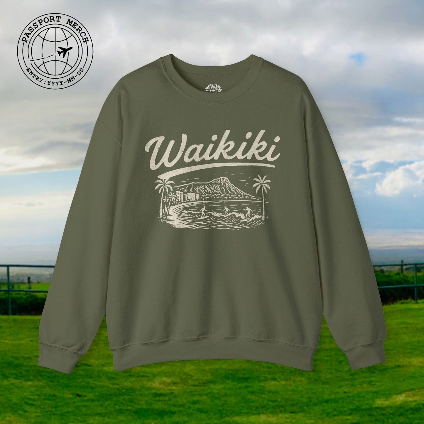 Monochrome Dreams of Waikiki, Hawaii Crewneck