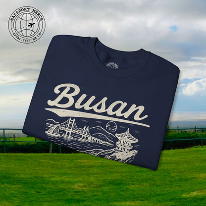 Monochrome Dreams of Busan Korea Crewneck