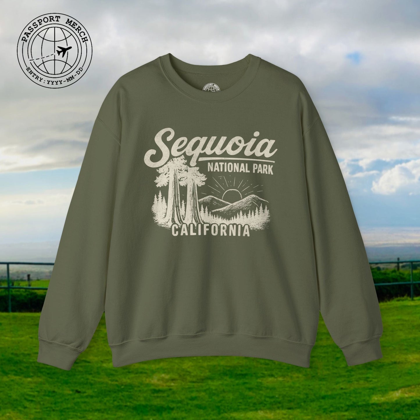 Sequoia National Park Vintage Monochrome, California Crewneck