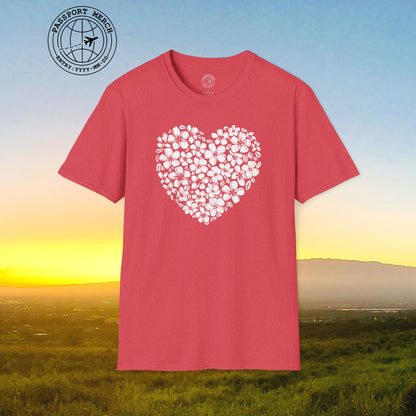 Valentine's Hawaiian Plumeria Heart T-Shirt