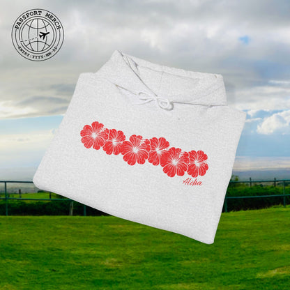 RED Monochrome Hibiscus, Hawaii Hoodie