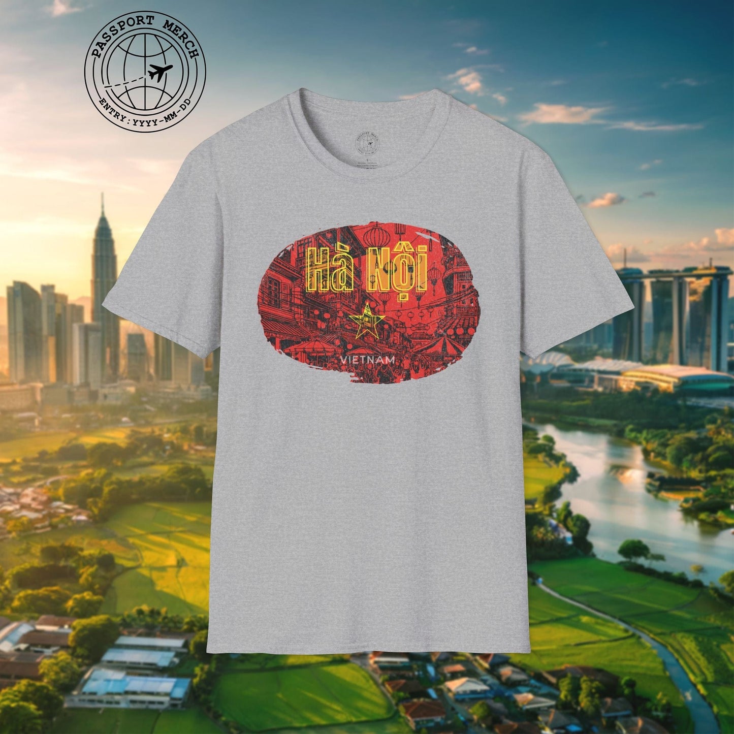 Hanoi Vietnam Vintage Streets Flag T-Shirt