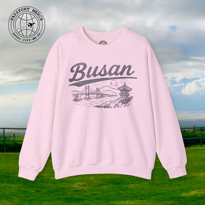 Monochrome Dreams of Busan Korea Crewneck