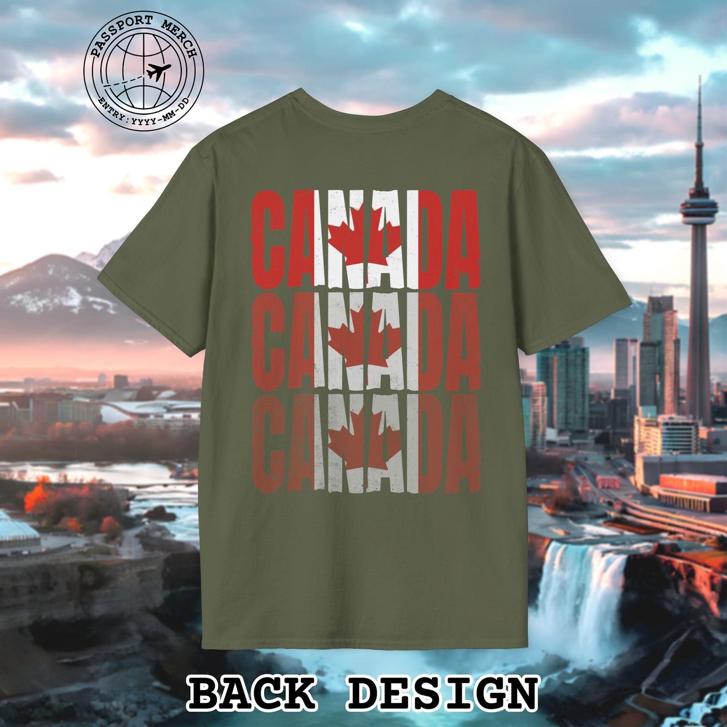 Vintage Canada Patriotism Letter Flag, Back Print T-Shirt