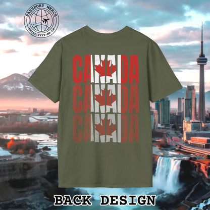 Vintage Canada Patriotism Letter Flag, Back Print T-Shirt