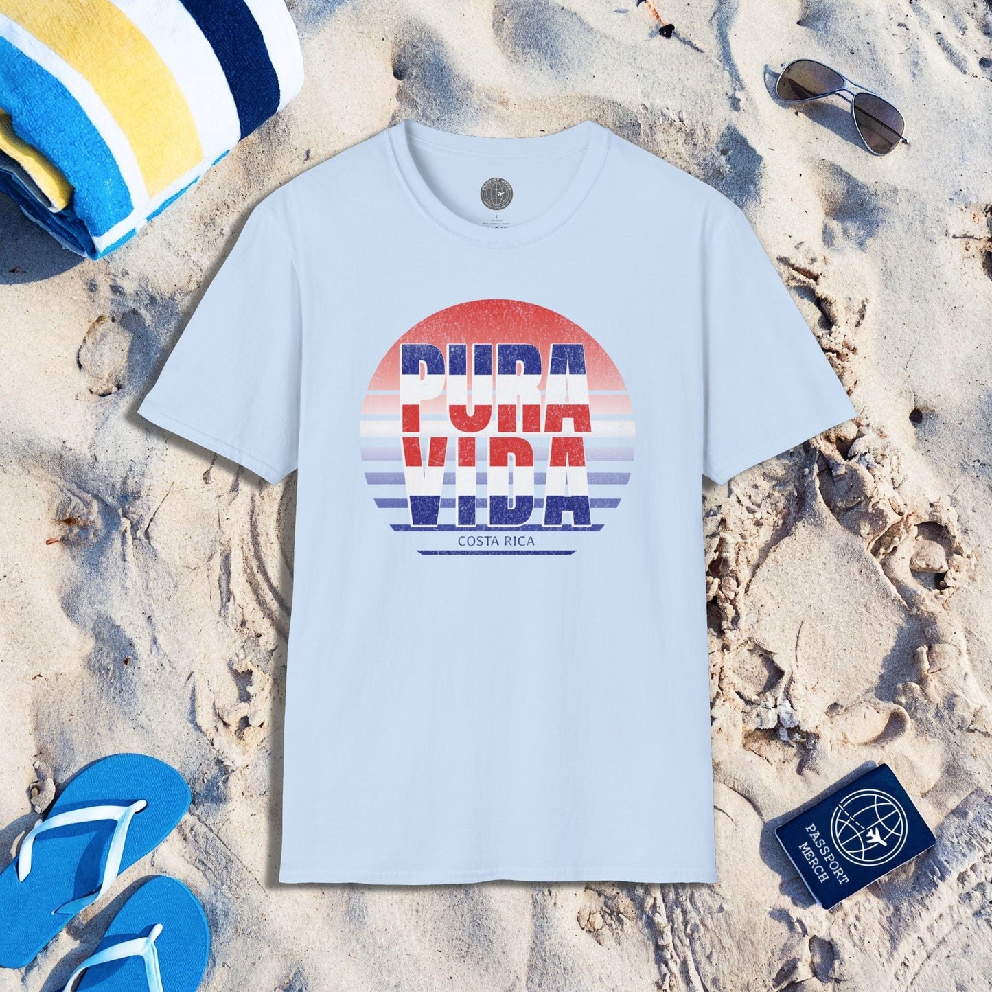 Pura Vida Patriotism Costa Rica Letter Flag T-Shirt