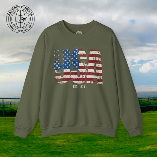 Vintage Distressed USA Letter Flag Crewneck