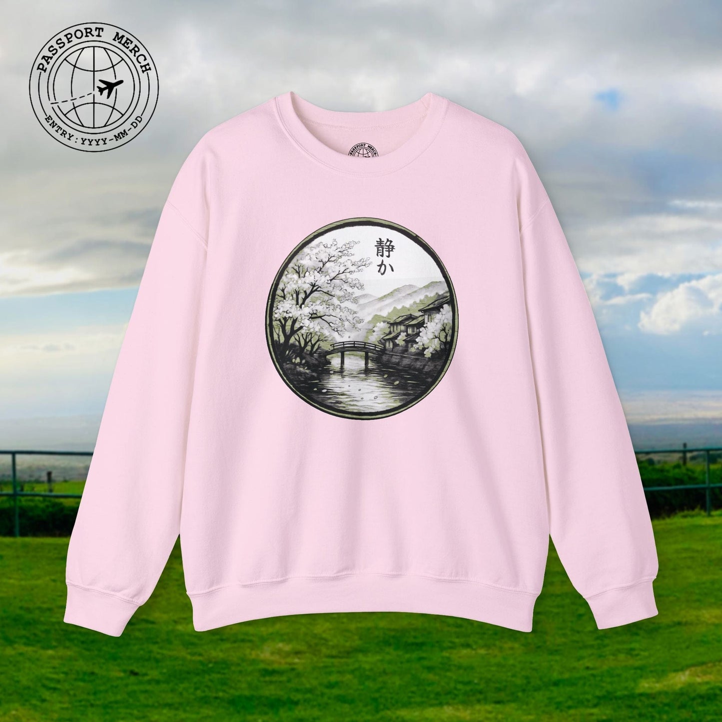 Monochrome Shizuka (Tranquil), Japan Crewneck