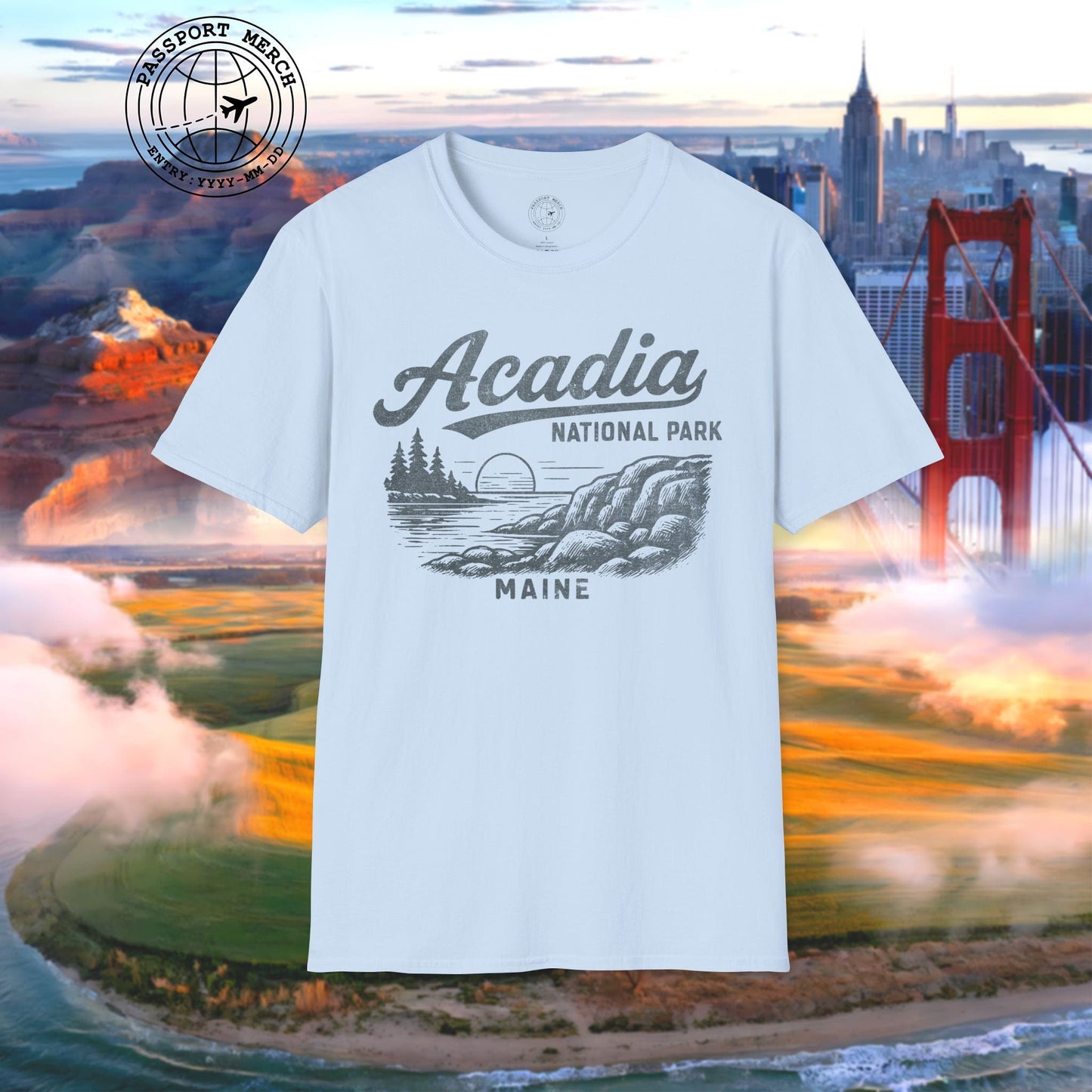 Acadia National Park Vintage Monochrome, Maine T-Shirt