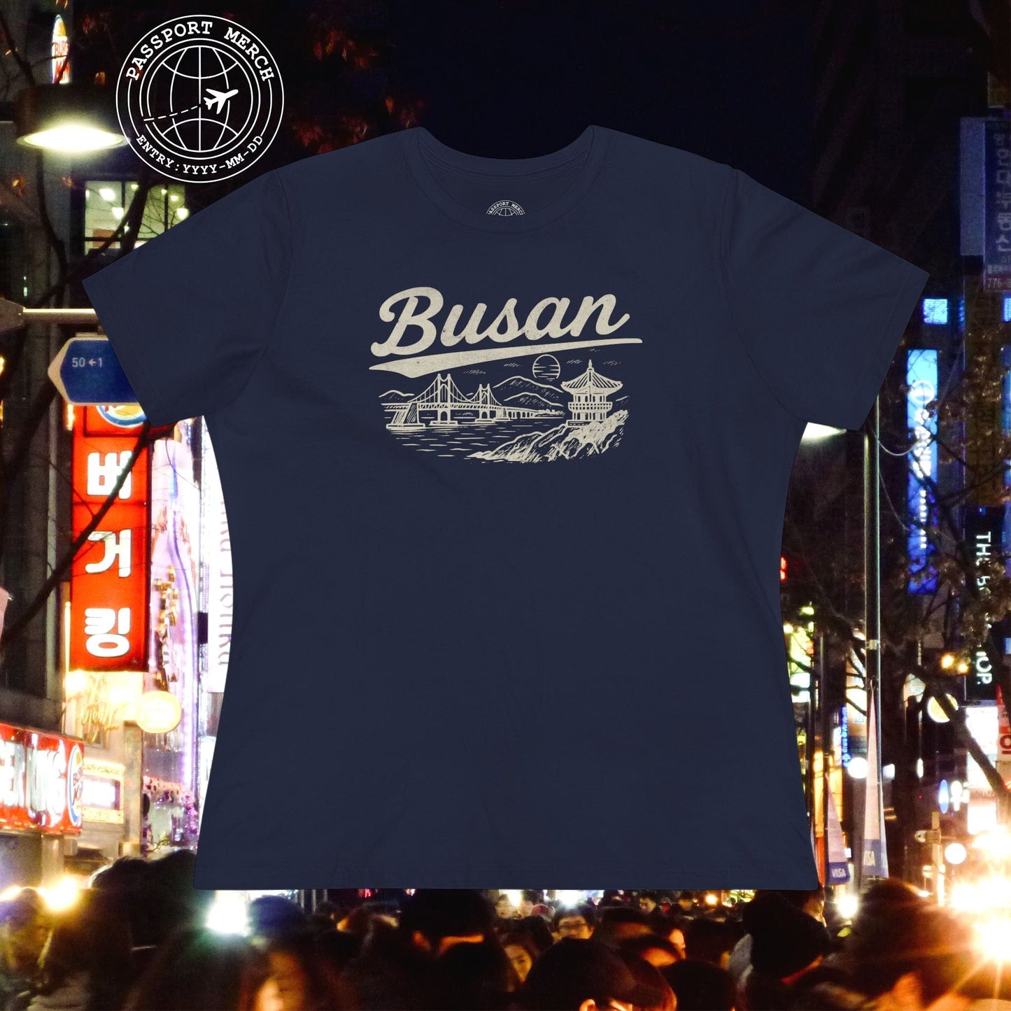 Monochrome Dreams of Busan Korea, Womens Fit T-Shirt