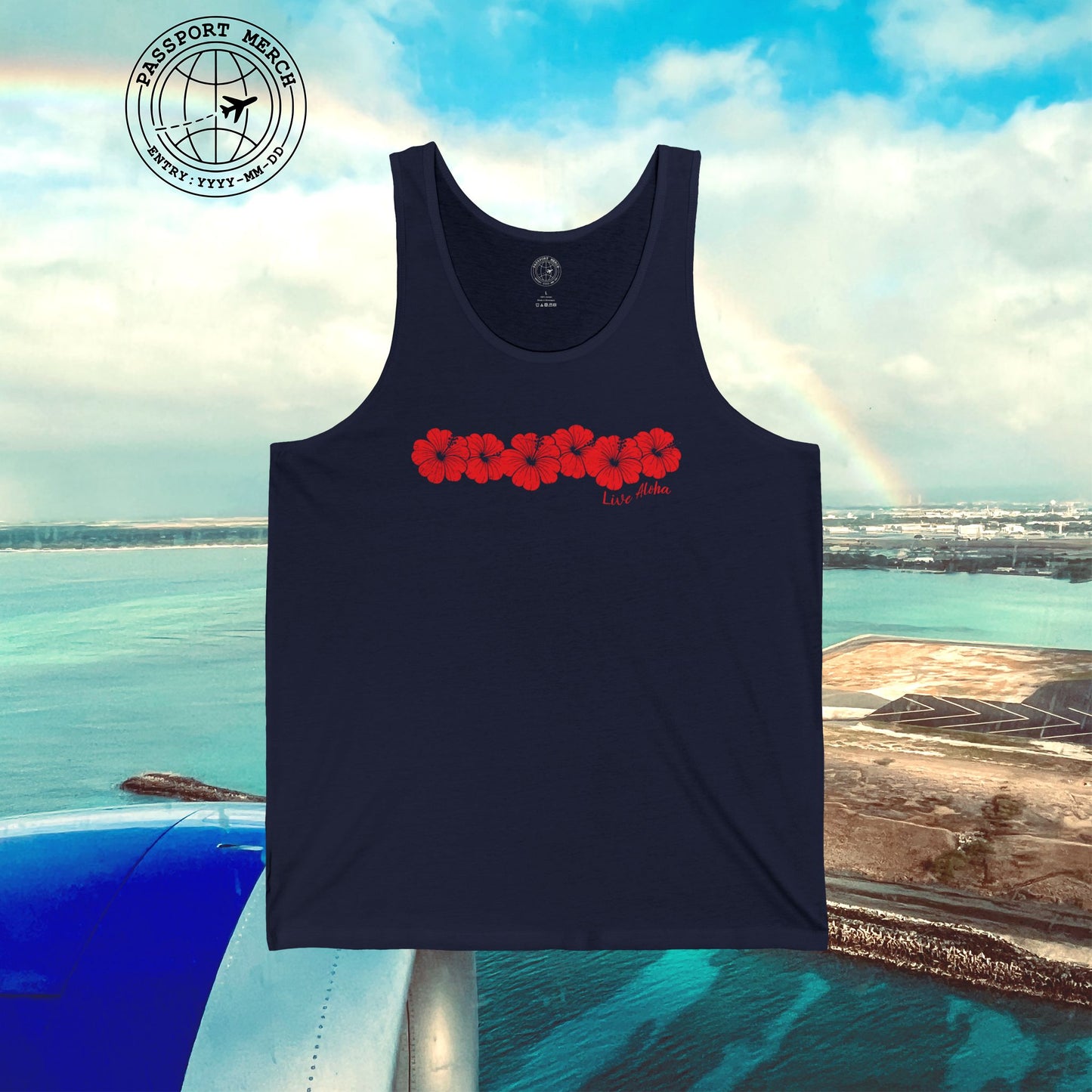 Live Aloha RED Monochrome Hibiscus, Hawaii Tank Top