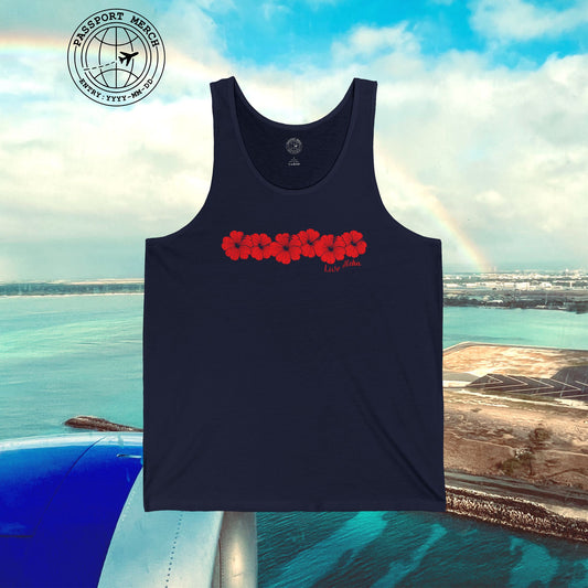 Live Aloha RED Monochrome Hibiscus, Hawaii Tank Top
