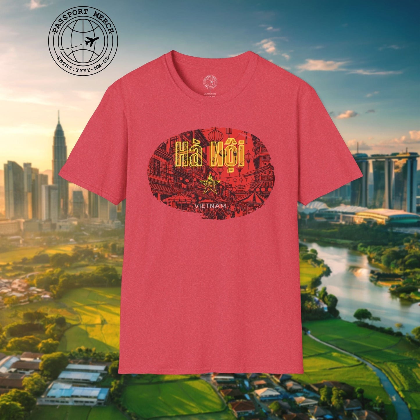Hanoi Vietnam Vintage Streets Flag T-Shirt