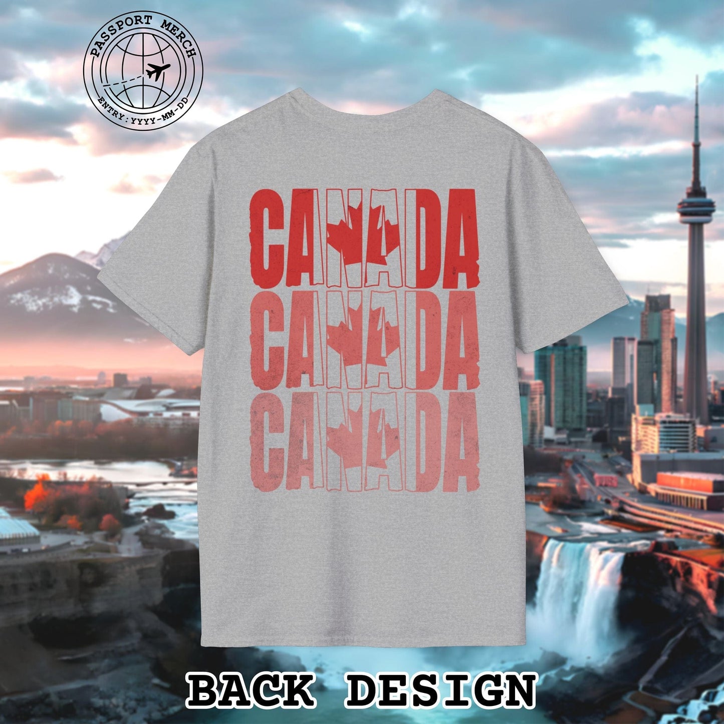 Vintage Canada Patriotism Letter Flag, Back Print T-Shirt