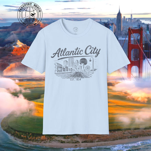 Vintage Atlantic City Monochrome, New Jersey T-Shirt