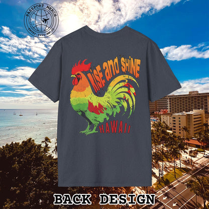 Rise and Shine Rooster, Hawaii, Back Print T-Shirt