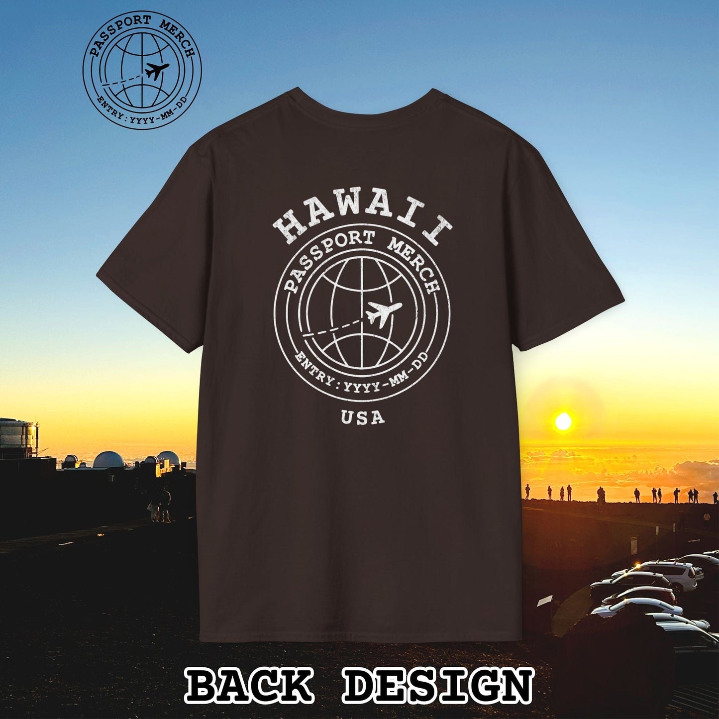 Brand Passport Stamp, Hawaii, Back Print T-Shirt