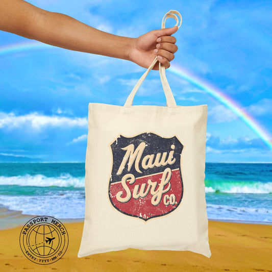 Vintage Maui Surf Co. Shield Hawaii Tote Bag