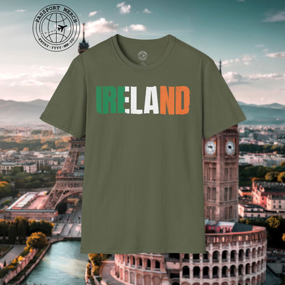 Vintage Ireland Patriotism Letter Flag T-Shirt
