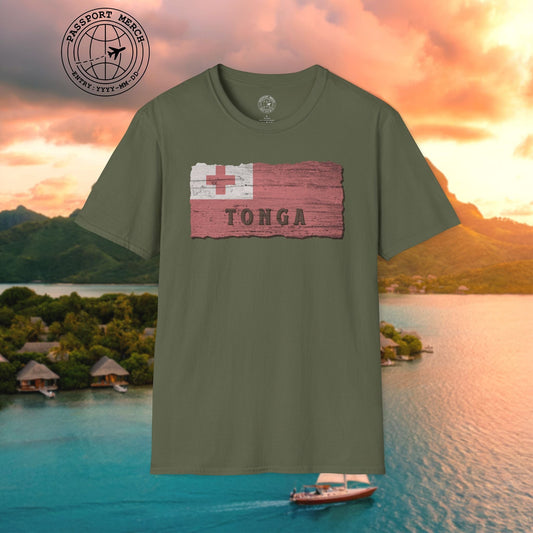 Kingdom of Tonga Woodworked Flag T-Shirt