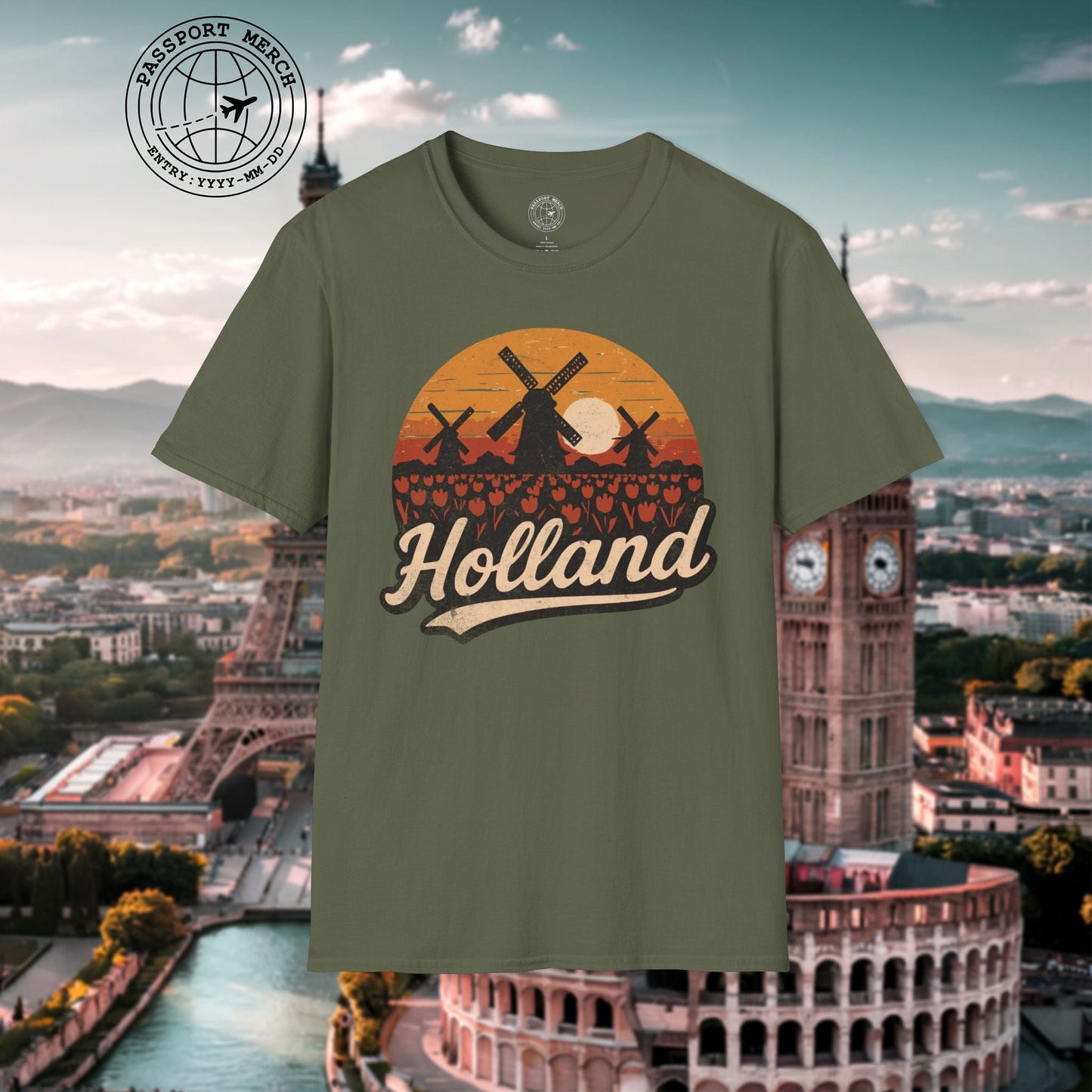 Holland Tulips and Windmills T-Shirt