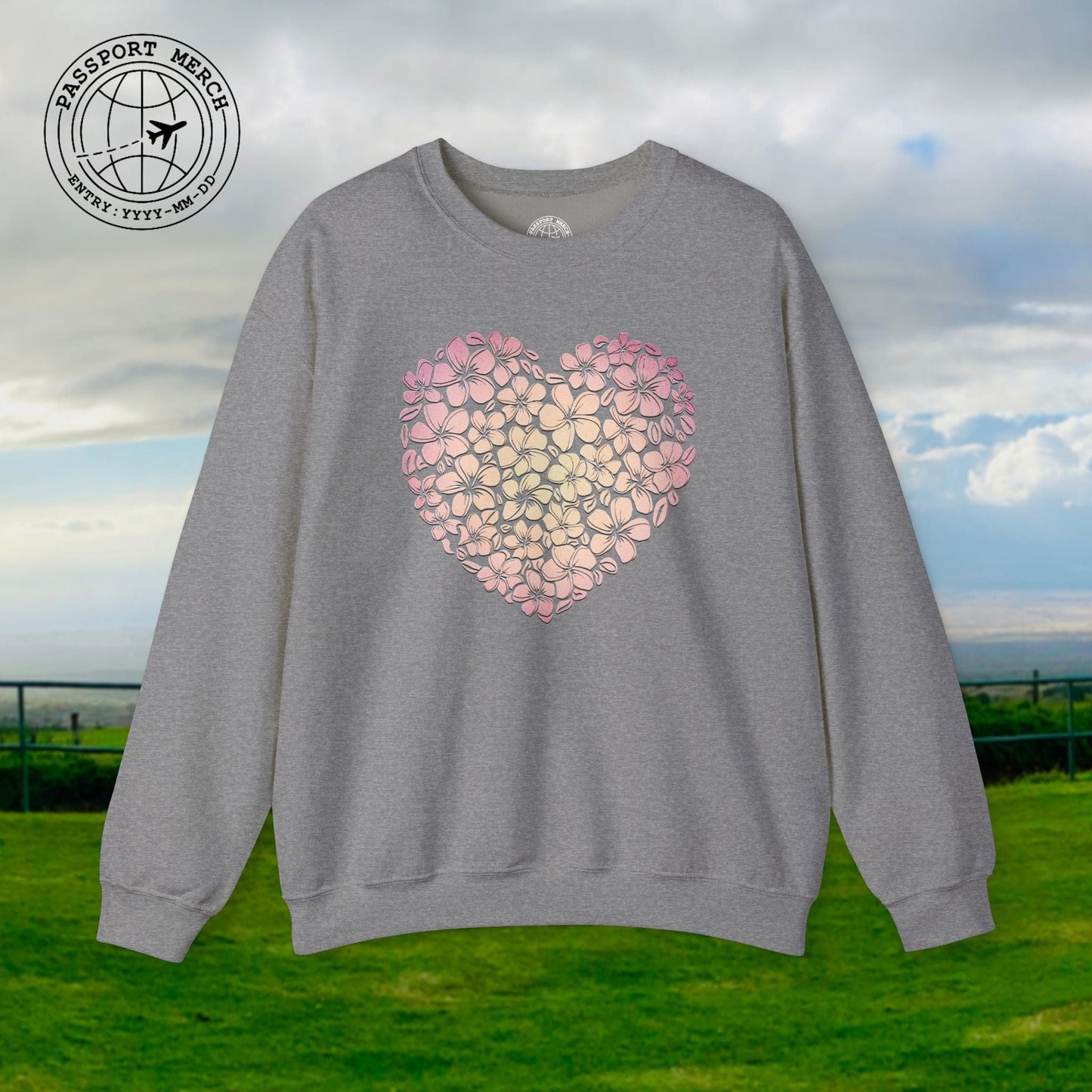 Hawaiian Plumeria Heart Crewneck