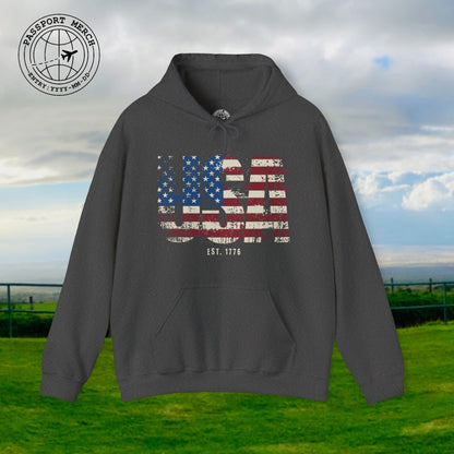 Vintage Distressed USA Letter Flag Hoodie