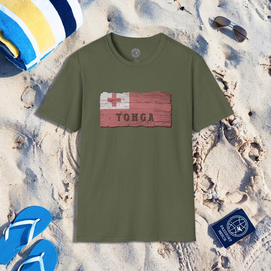 Kingdom of Tonga Woodworked Flag T-Shirt