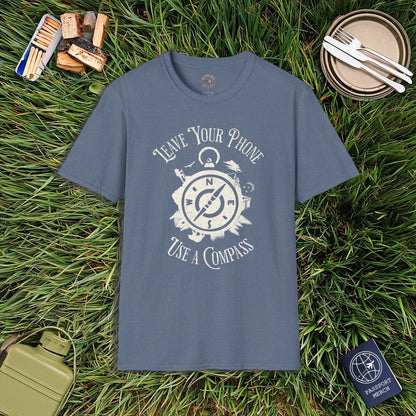 Leave Your Phone Use a Compass Camping Hiking T-Shirt