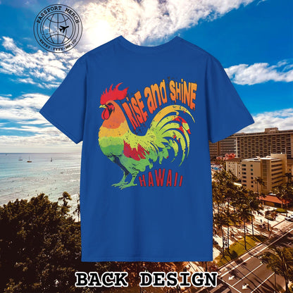 Rise and Shine Rooster, Hawaii, Back Print T-Shirt