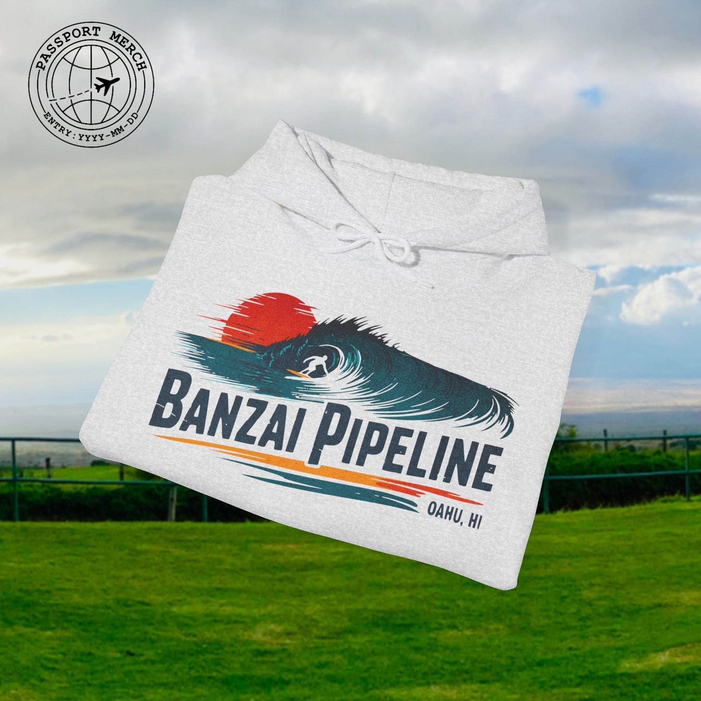 Banzai Pipeline, Oahu, Hawaii - Vibrant Surf Retro Hoodie
