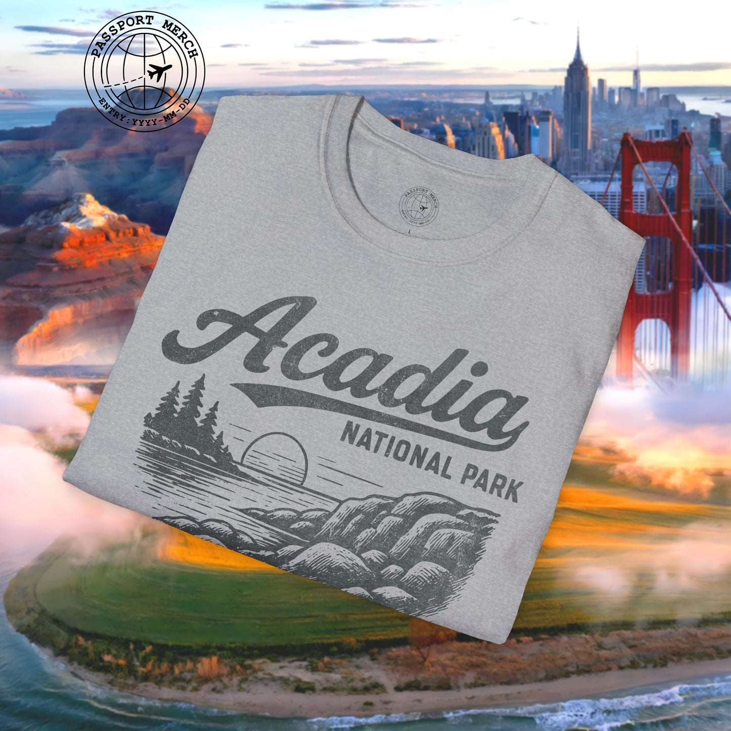 Acadia National Park Vintage Monochrome, Maine T-Shirt