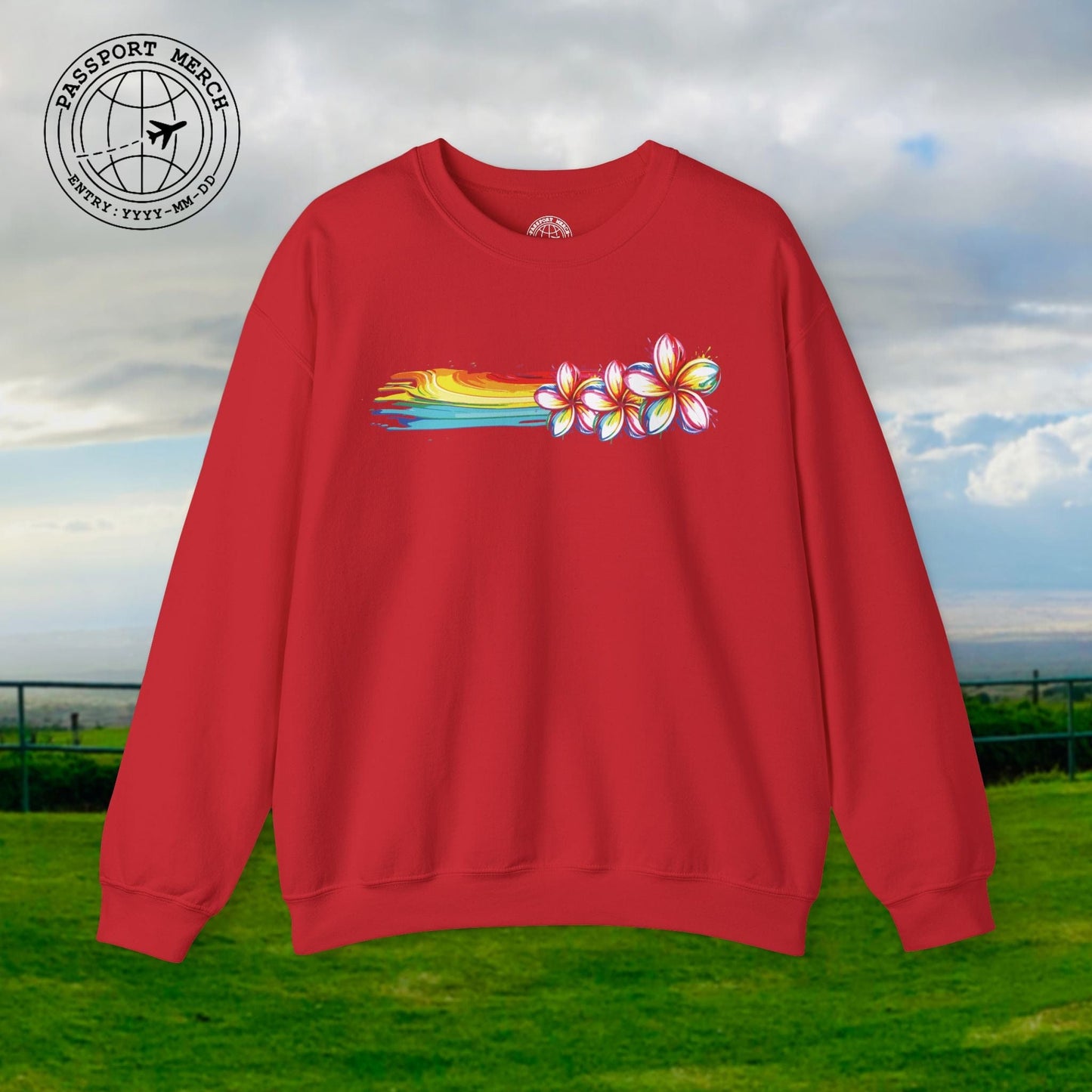 Neon Art Plumeria Rainbow, Hawaii Crewneck