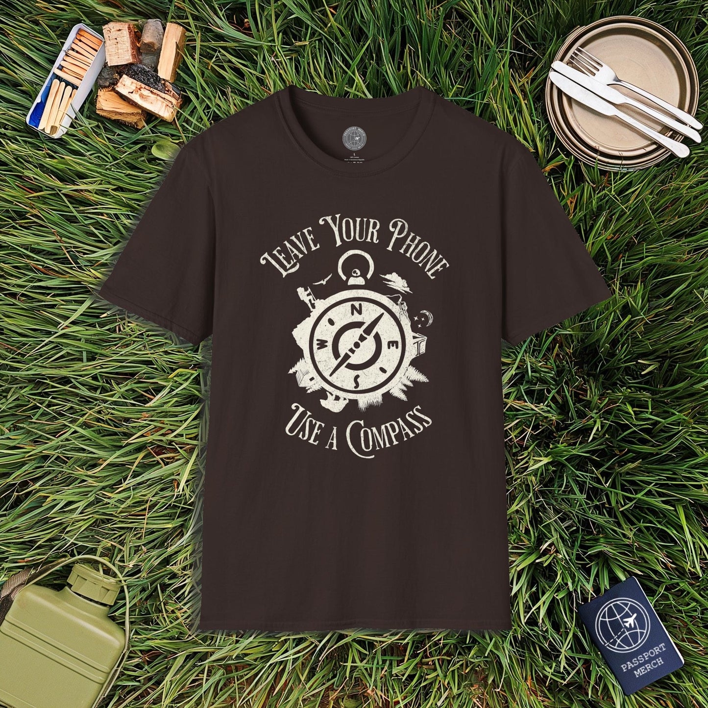 Leave Your Phone Use a Compass Camping Hiking T-Shirt