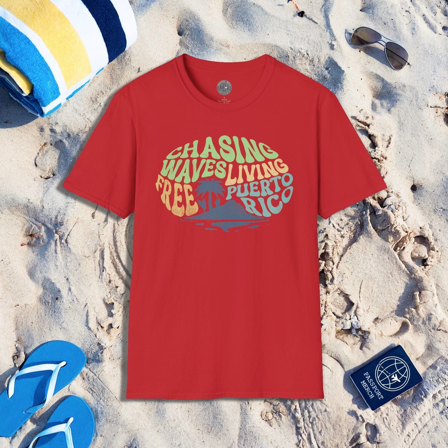 Chasing Waves Living Free Puerto Rico T-Shirt