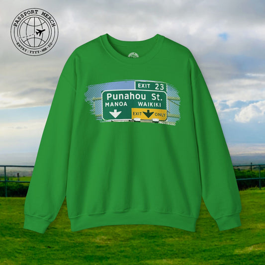 Signs of Wanderlust, Waikiki, Exit Only, Hawaii Crewneck