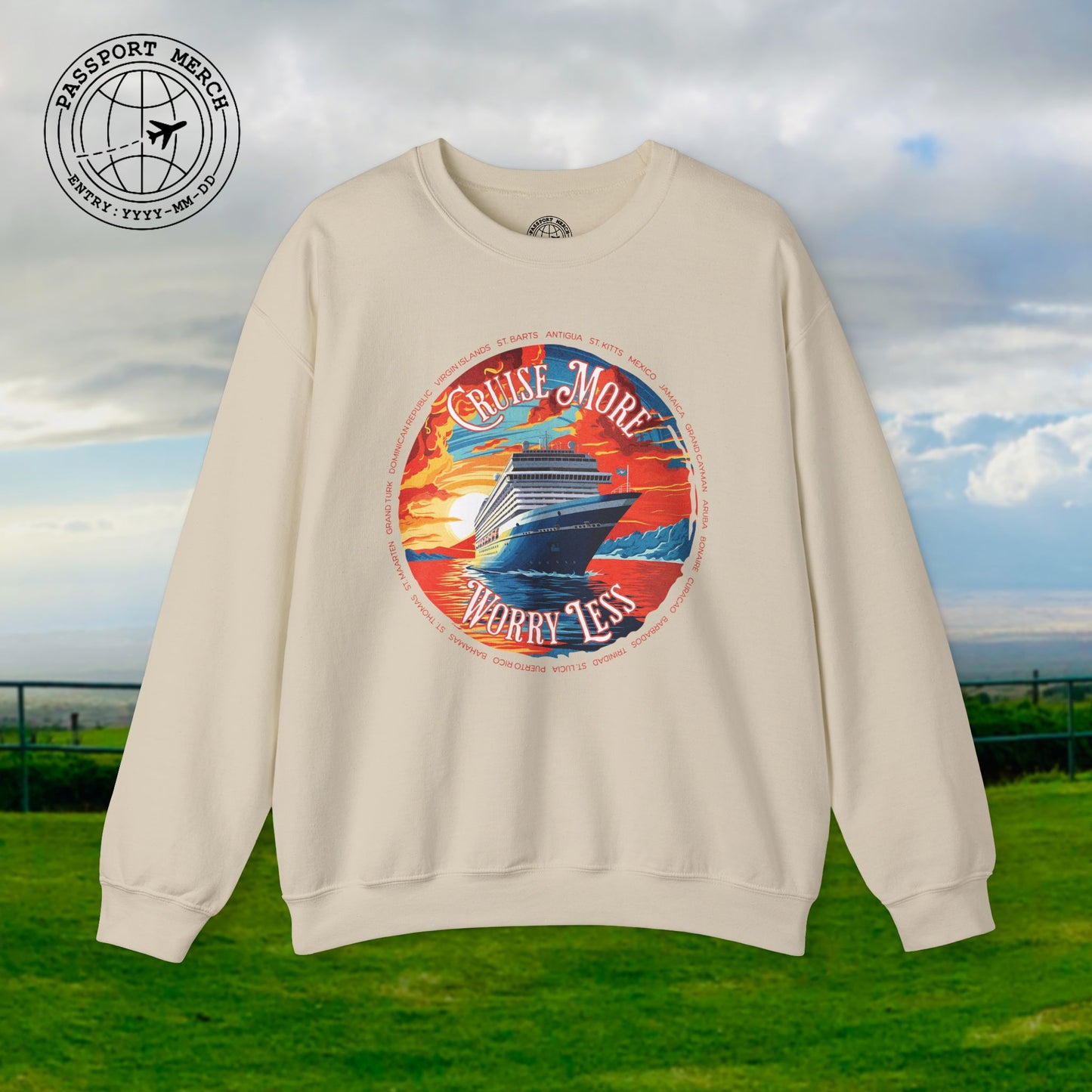Cruise More Worry Less Caribbean Crewneck