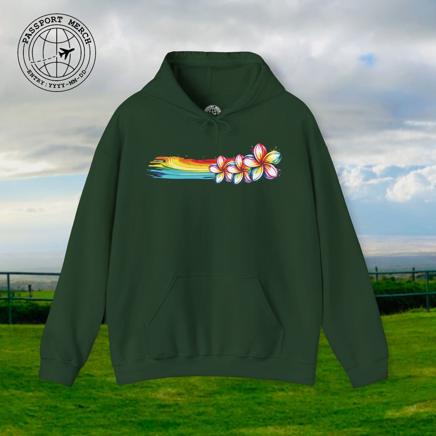 Neon Art Plumeria Rainbow, Hawaii Hoodie