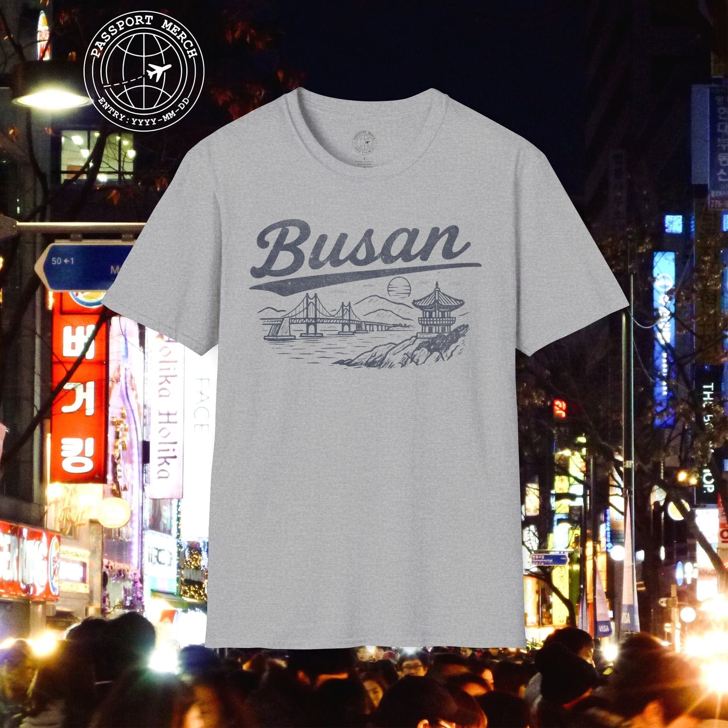 Monochrome Dreams of Busan Korea T-Shirt